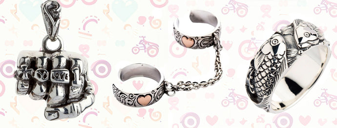 Kärlek symbolism i biker och gotiska smycken
