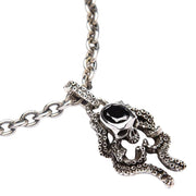 sterling silver gothic skull octopus necklace