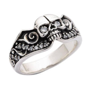 tribal silver skull engagement rings