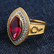 Pastoral's Staff Marquise Red Ruby Womens Bishop Ring