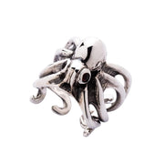 red eyes octopus silver ring