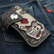 skull cobra snake skin biker wallet