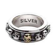 Gold Skull Sterling Silver Spin Ring