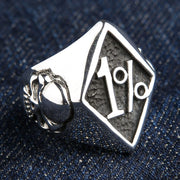 Sterling Silver Outlaw 1% Biker Ring