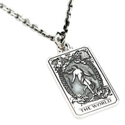 The World Tarot Card Sterling Silver Necklace