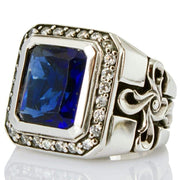 sterling silver sapphire men's ring